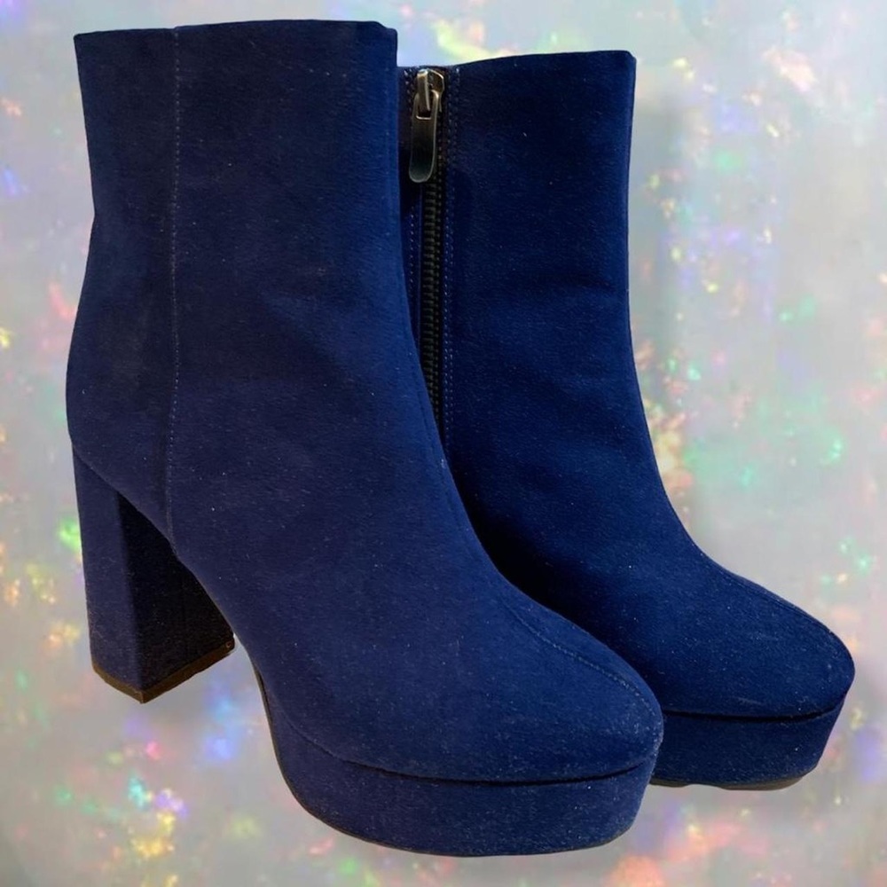 Navy blue Platform ankle boots